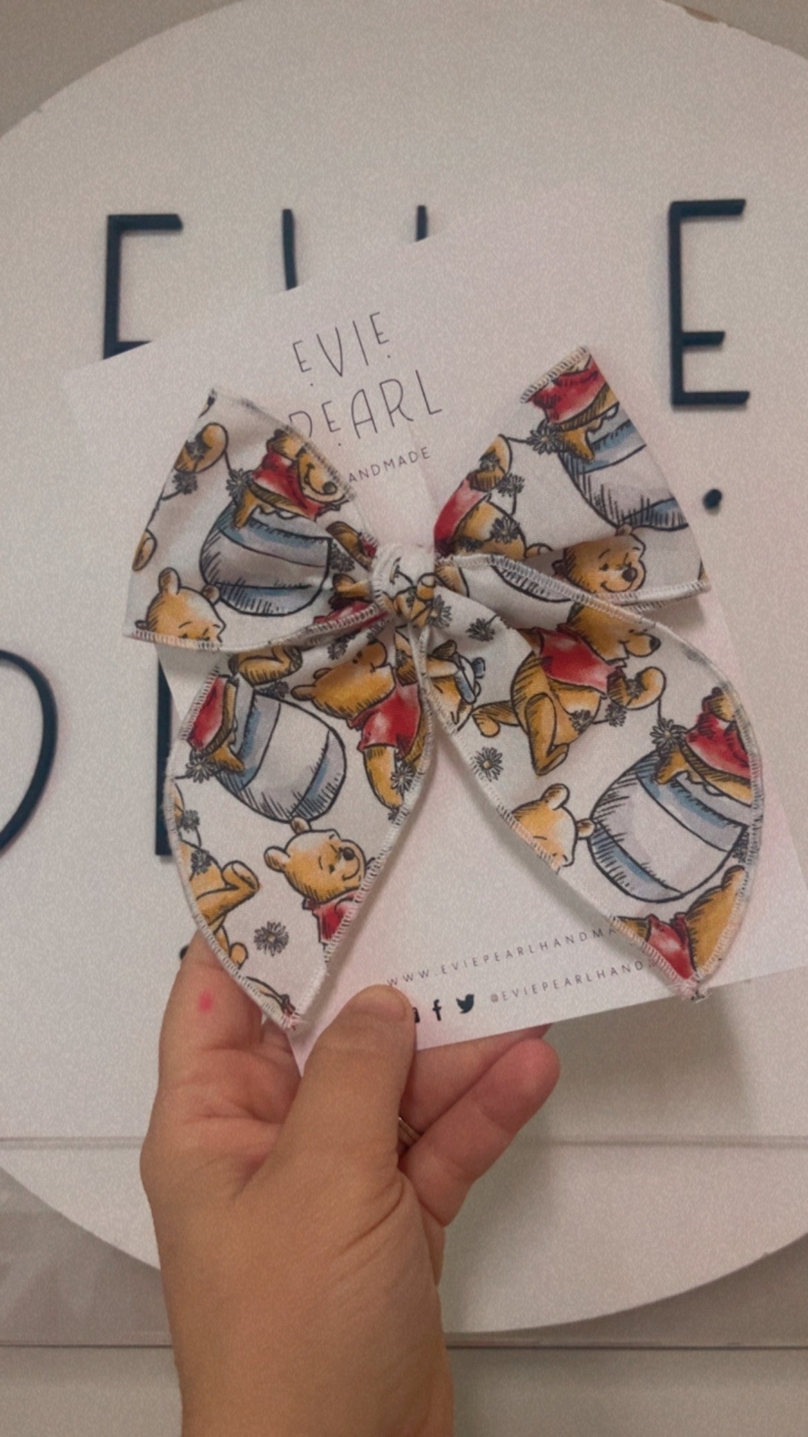 Oversized White Pooh Bear Bow