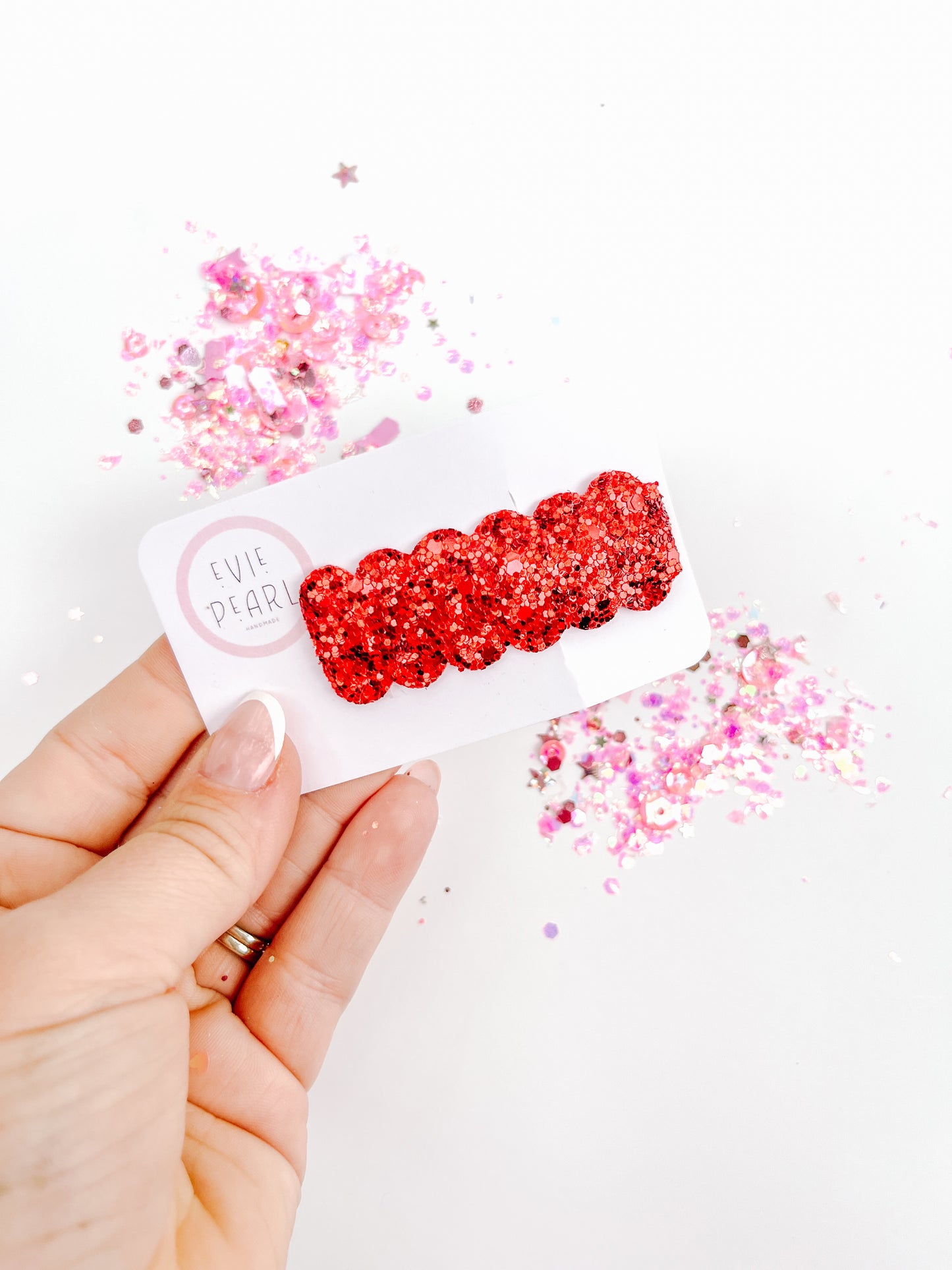 Red Glitter Single Snap Clip