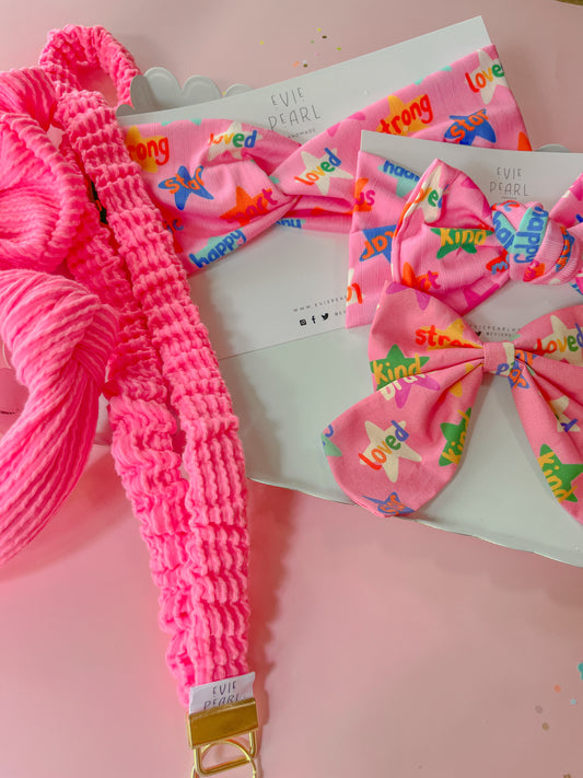 Pink Positive Affirmation Medium Sailor Bow