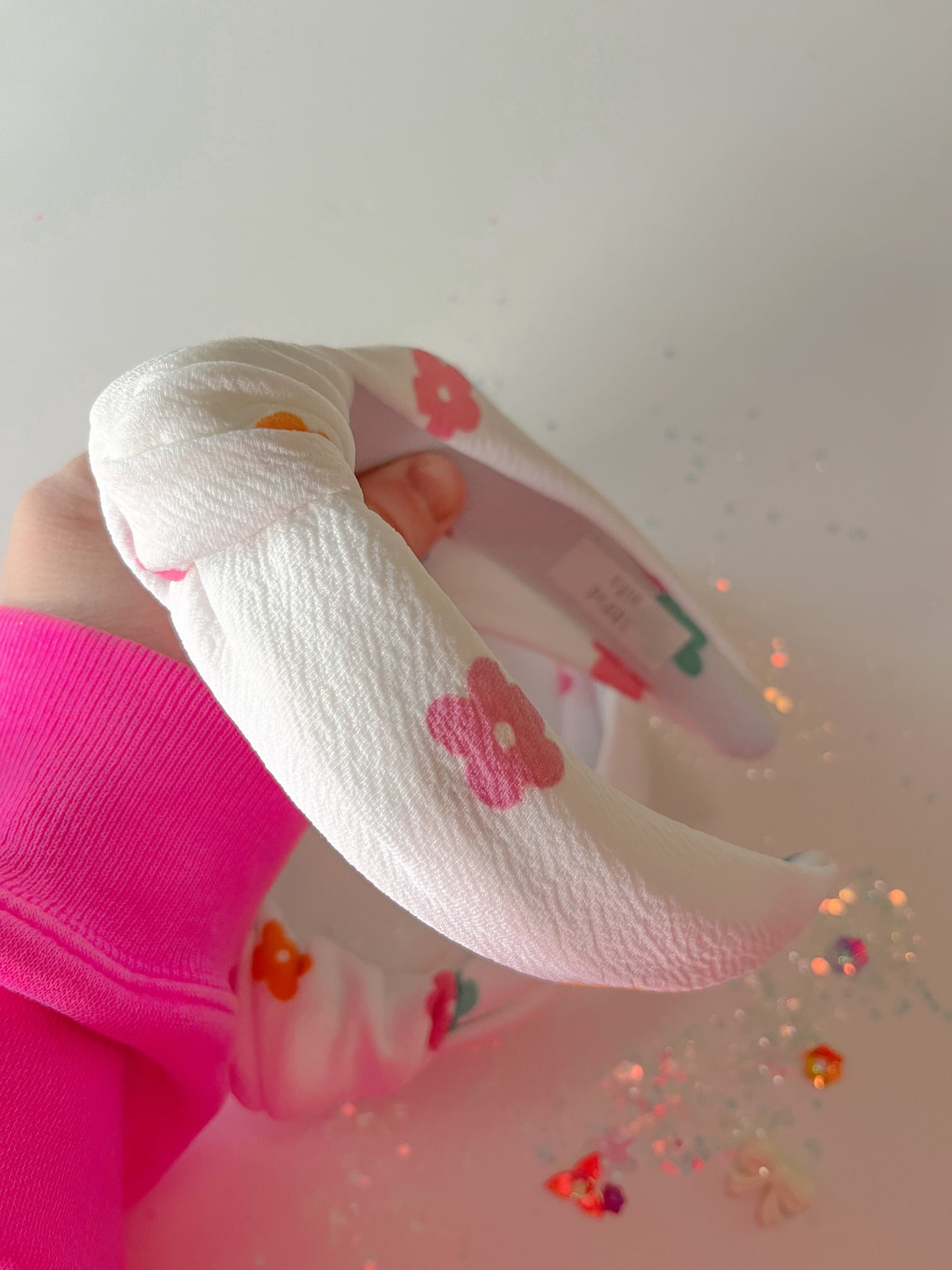 White Multicolored Daisy Knotted Headband for Girls & Women