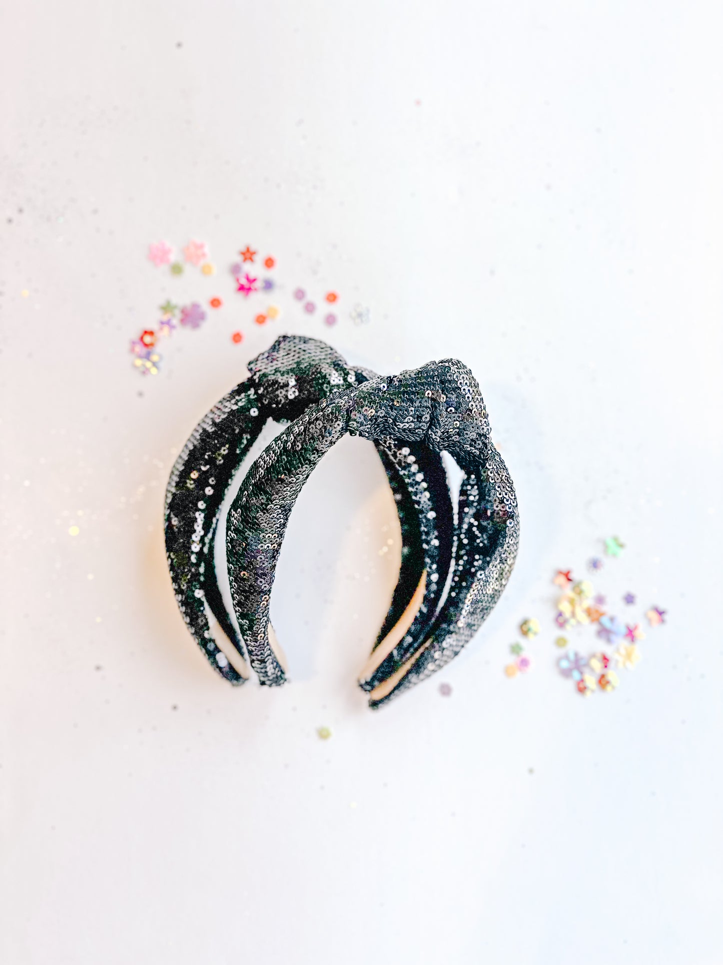 Black Sequins Knotted Headband