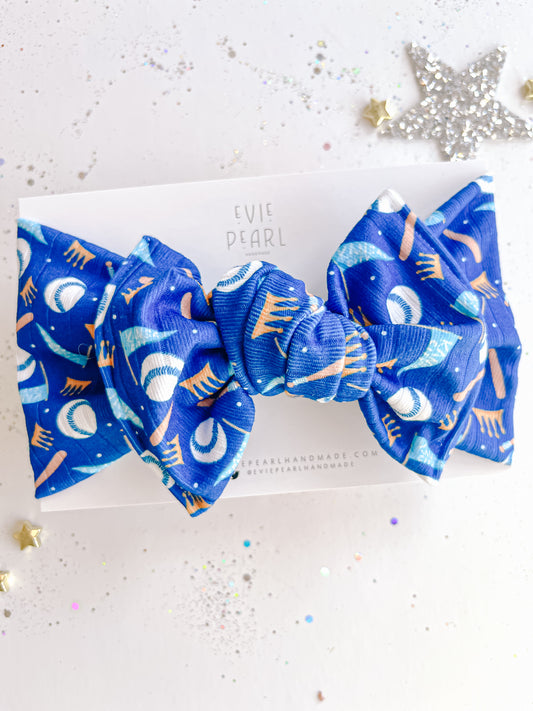 Blue Kansas City Bows Baby Bow Turban