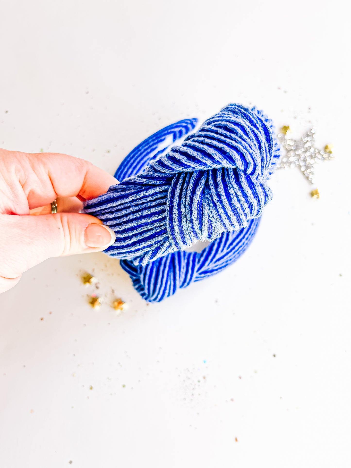 Royal Blue Ribbed Knotted Headband