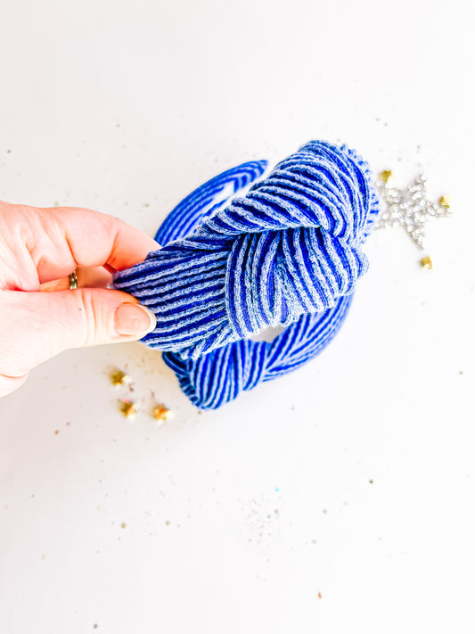 Royal Blue Ribbed Knotted Headband