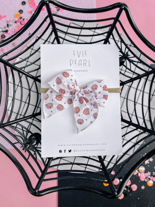 Pumpkin Bow Small Nylon Baby Headband