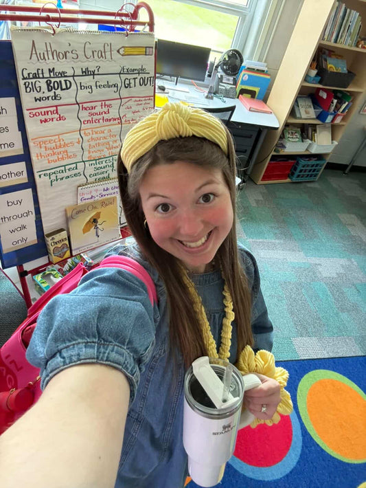 Butter Yellow Ribbed Teacher Gift Set- Lanyard| Knotted Headband| Scrunchie