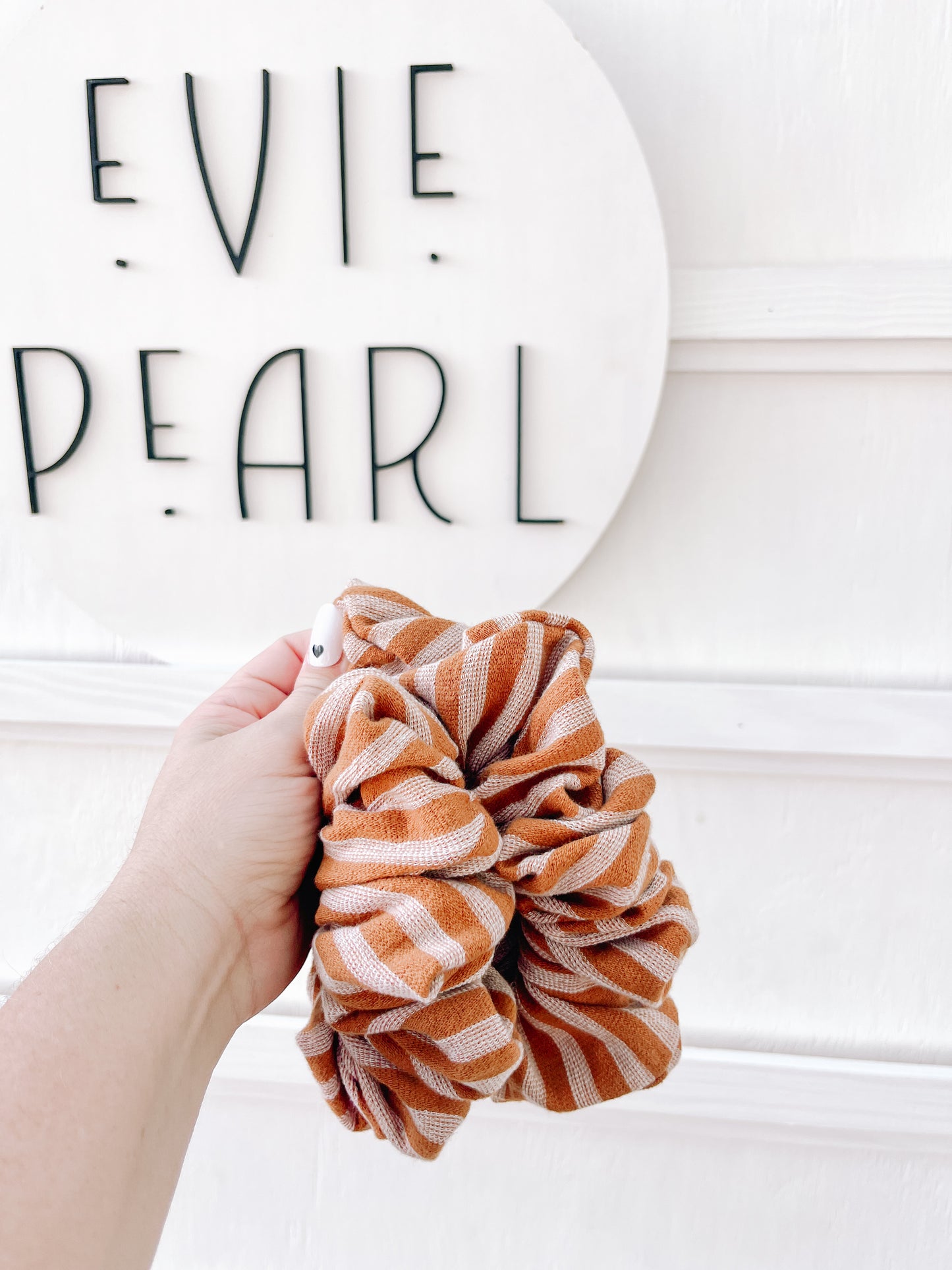 Rustwood Tan Stripes Knit Scrunchy for girls & women