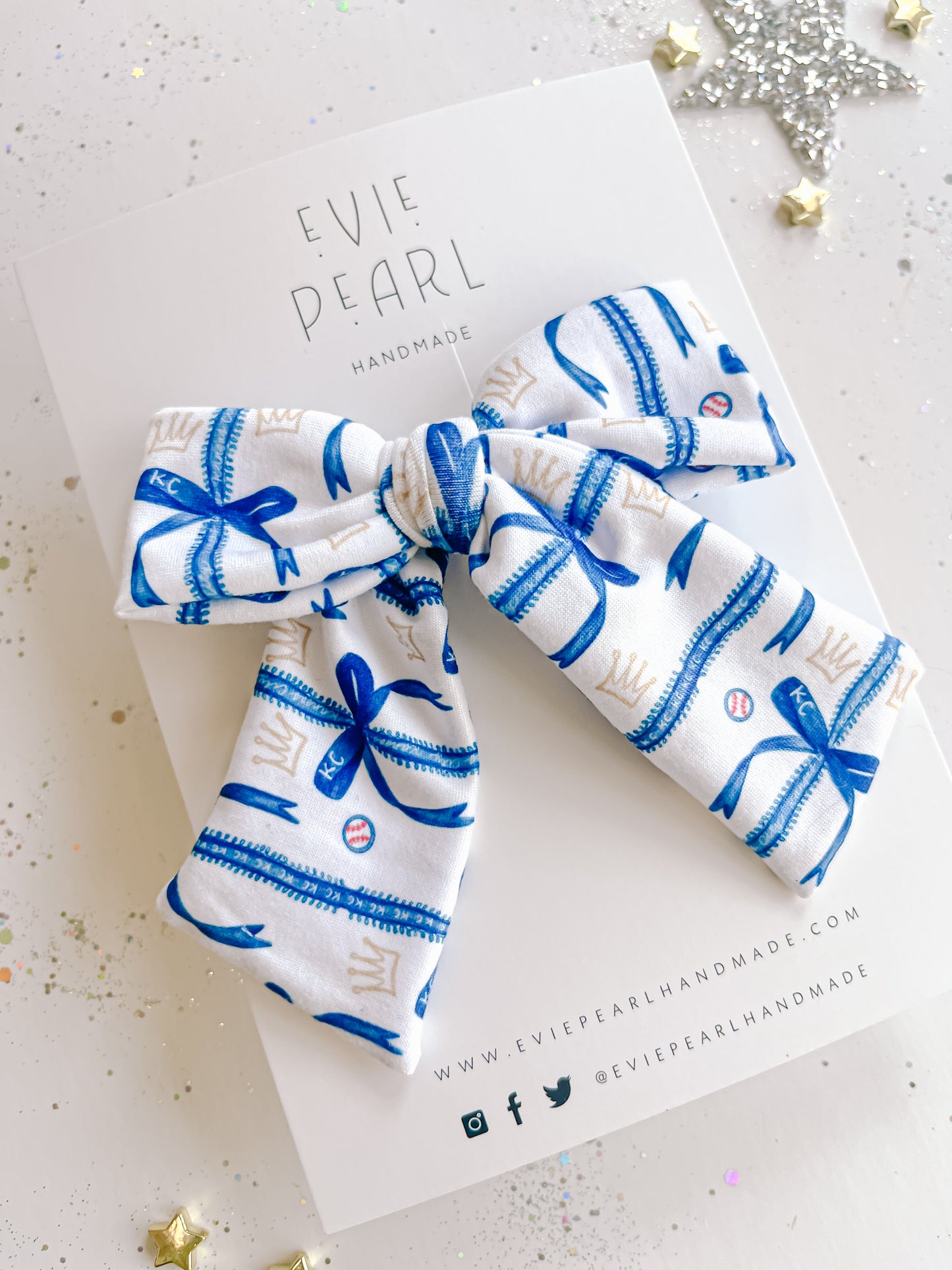 Large Blue Bow KC Bow