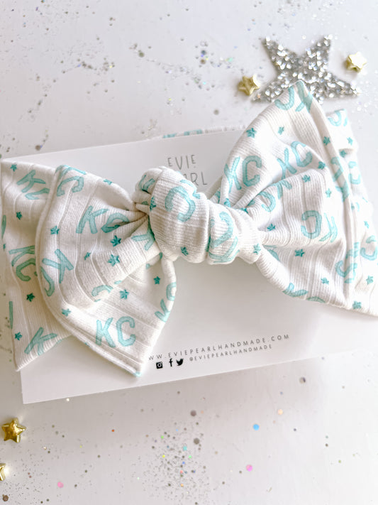 Teal KC Current Baby Bow Turban