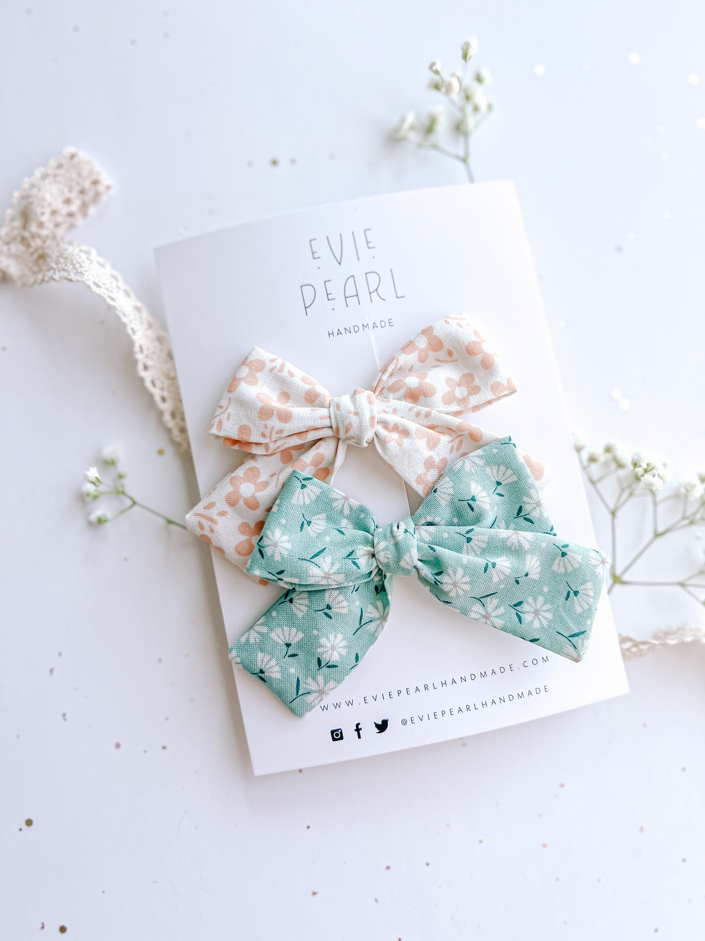 Cream Pink Daisy & Green Floral Medium Pinwheel Set