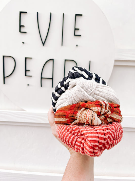 Black White Stripe Knotted Headband for Girls & Women