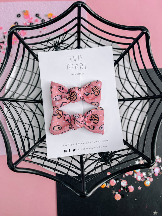 Pink Ghost Knot Bow Pigtails