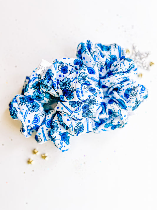 Blue Floral KC Oversized Scrunchy