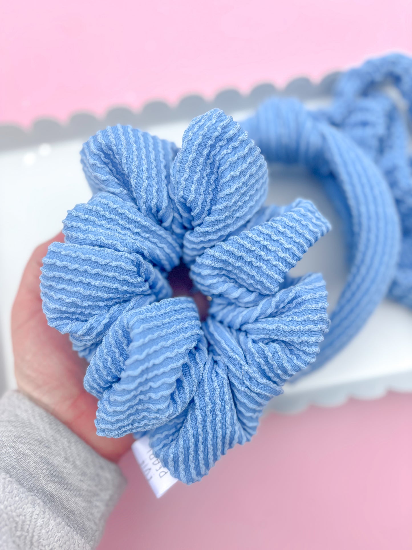 Azul Blue Ribbed Teacher Gift Set- Lanyard| Knotted Headband| Scrunchie