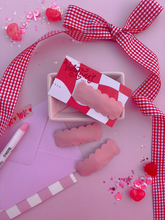 Pink Leather Snap Clip