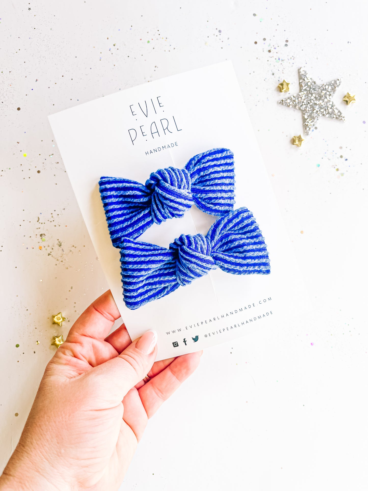 Royal Blue Ribbed Small Pigtail Set