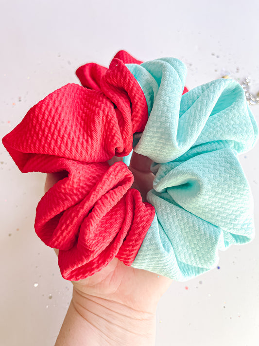 Teal | Red Colorblock Regular Scrunchy