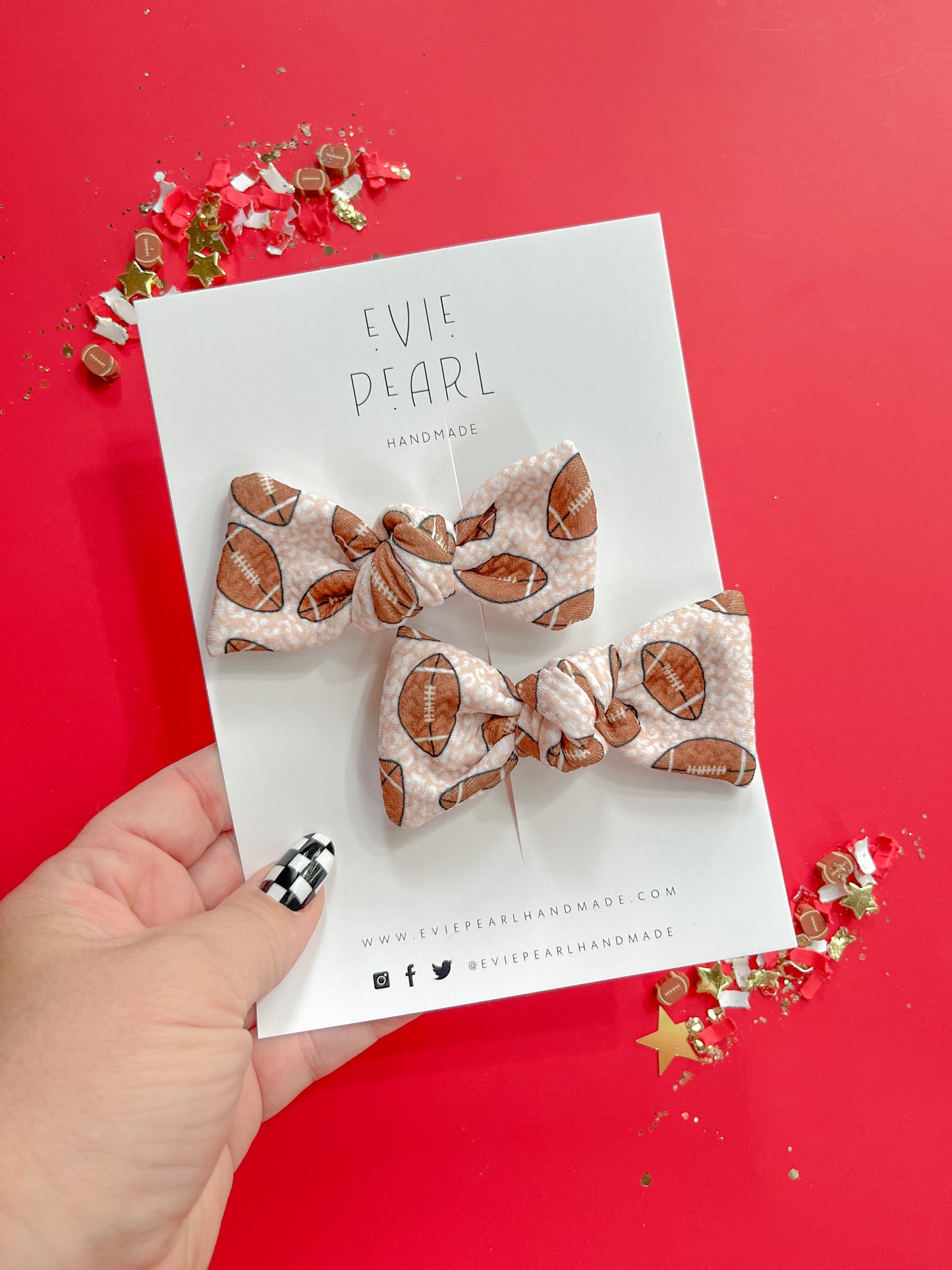 Football Leopard Knot Bow Pigtail Set