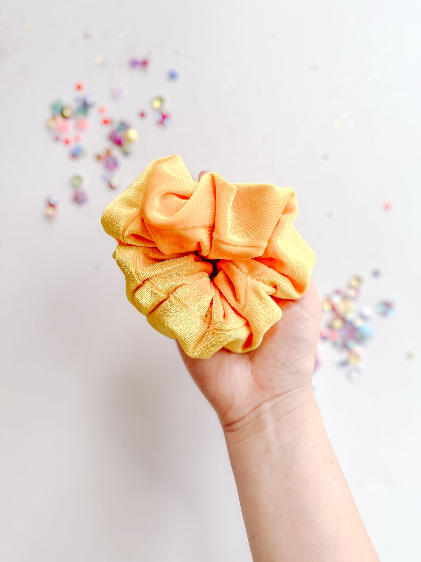 Yellow Velvet Regular Scrunchy