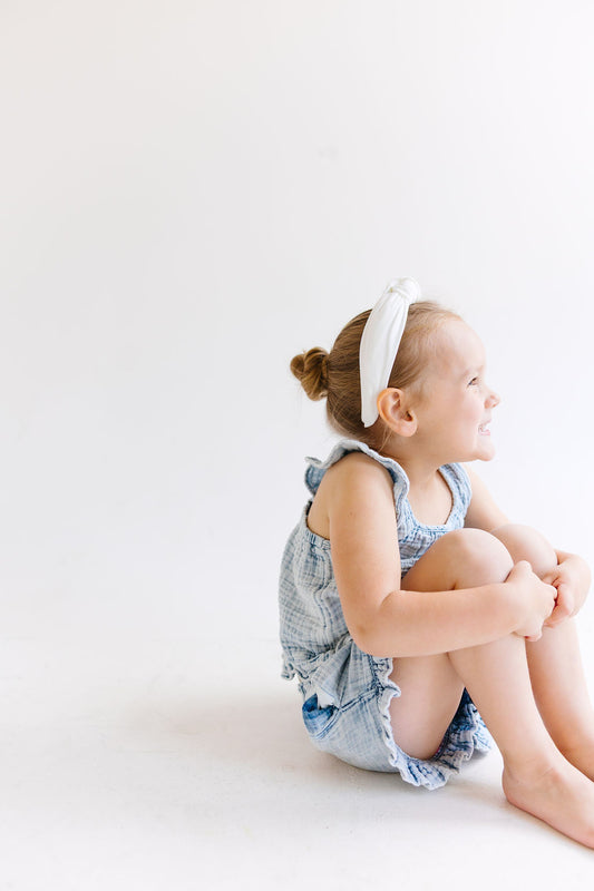 White Solid Knotted Headband