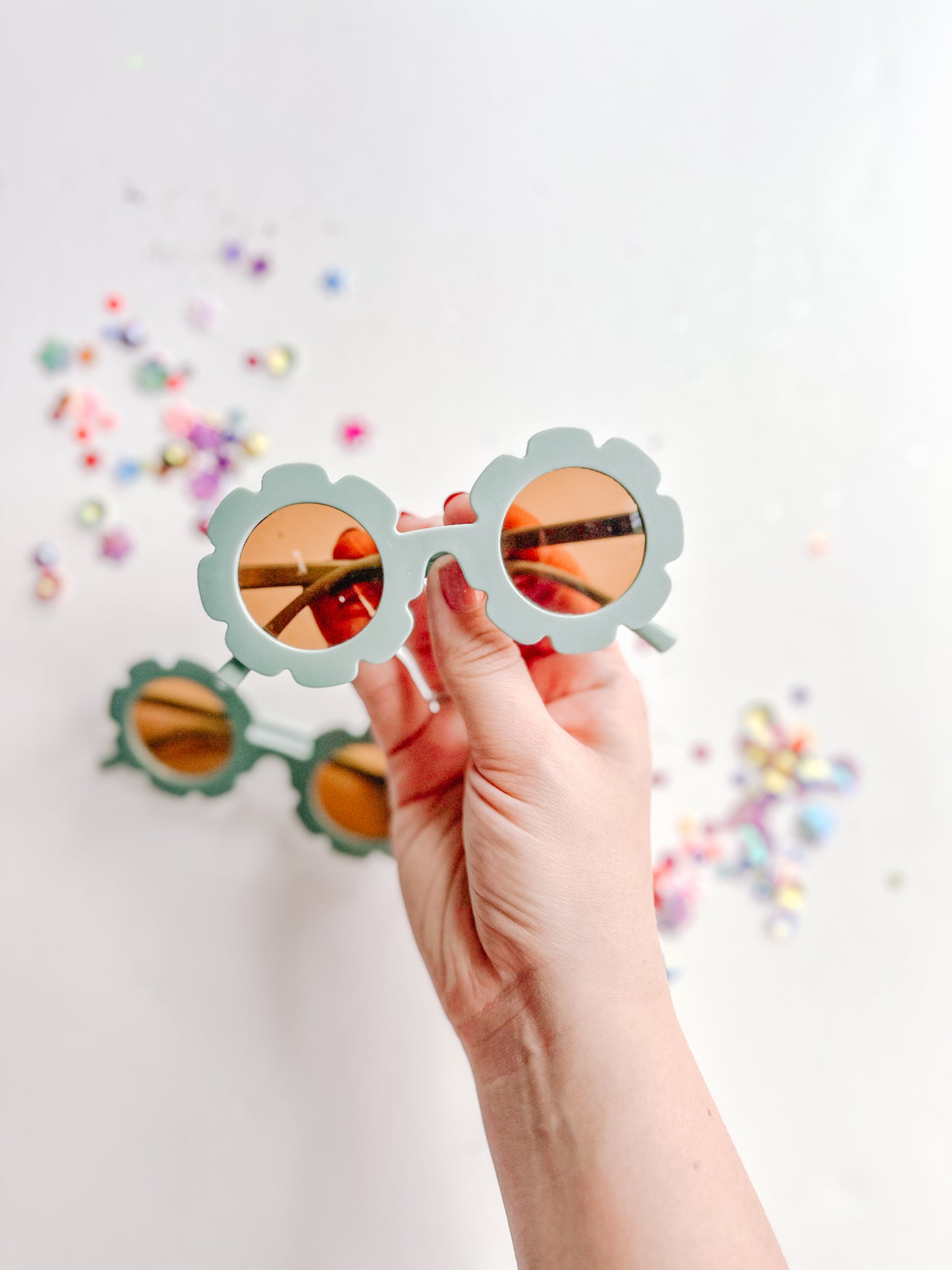 Blue Gray Flower Sunnies