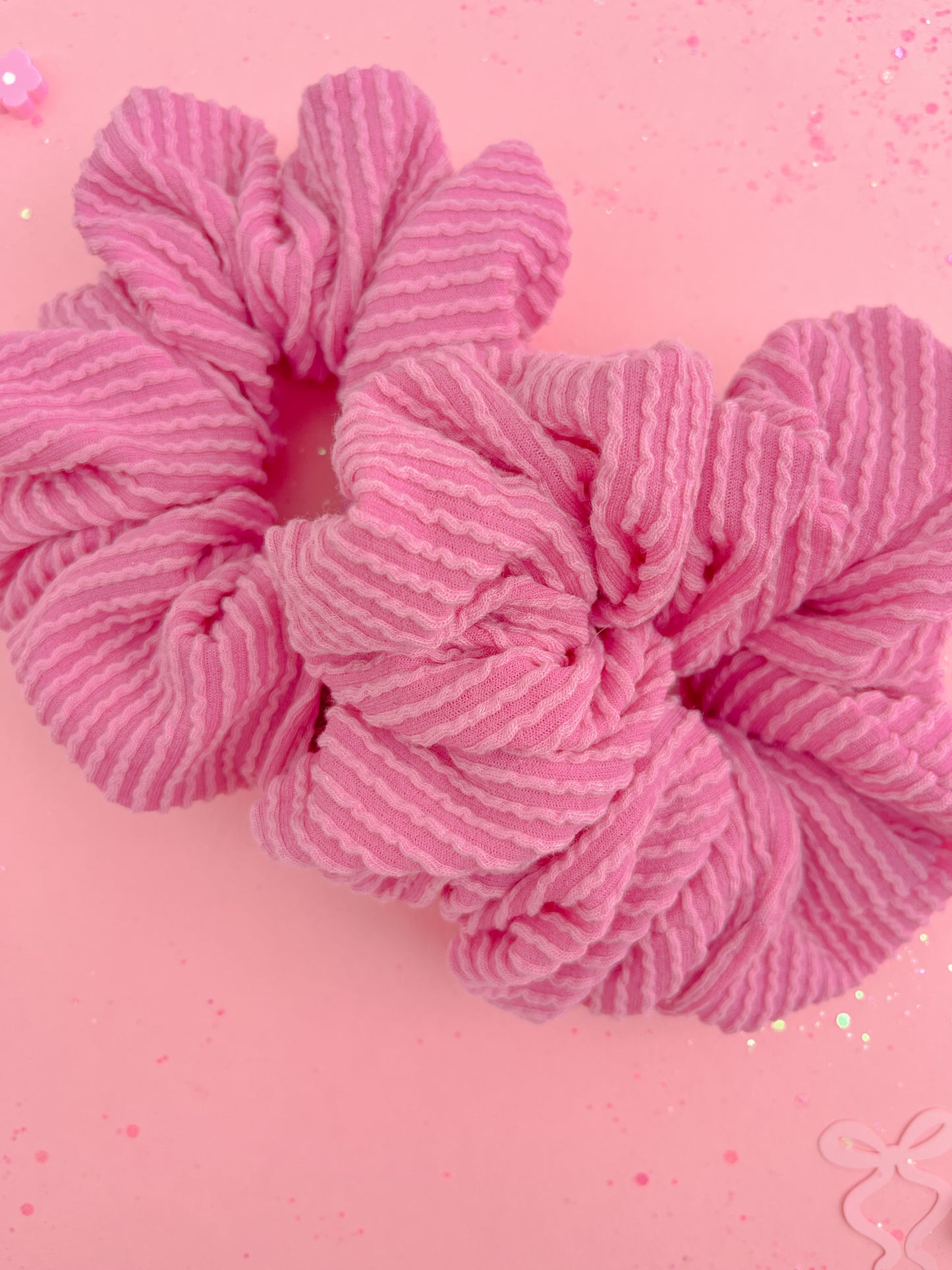 Taffy Pink Ribbed Oversized Scrunchy
