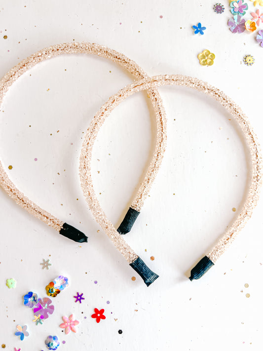 Clear Light Pink Sparkle Glitter Headband