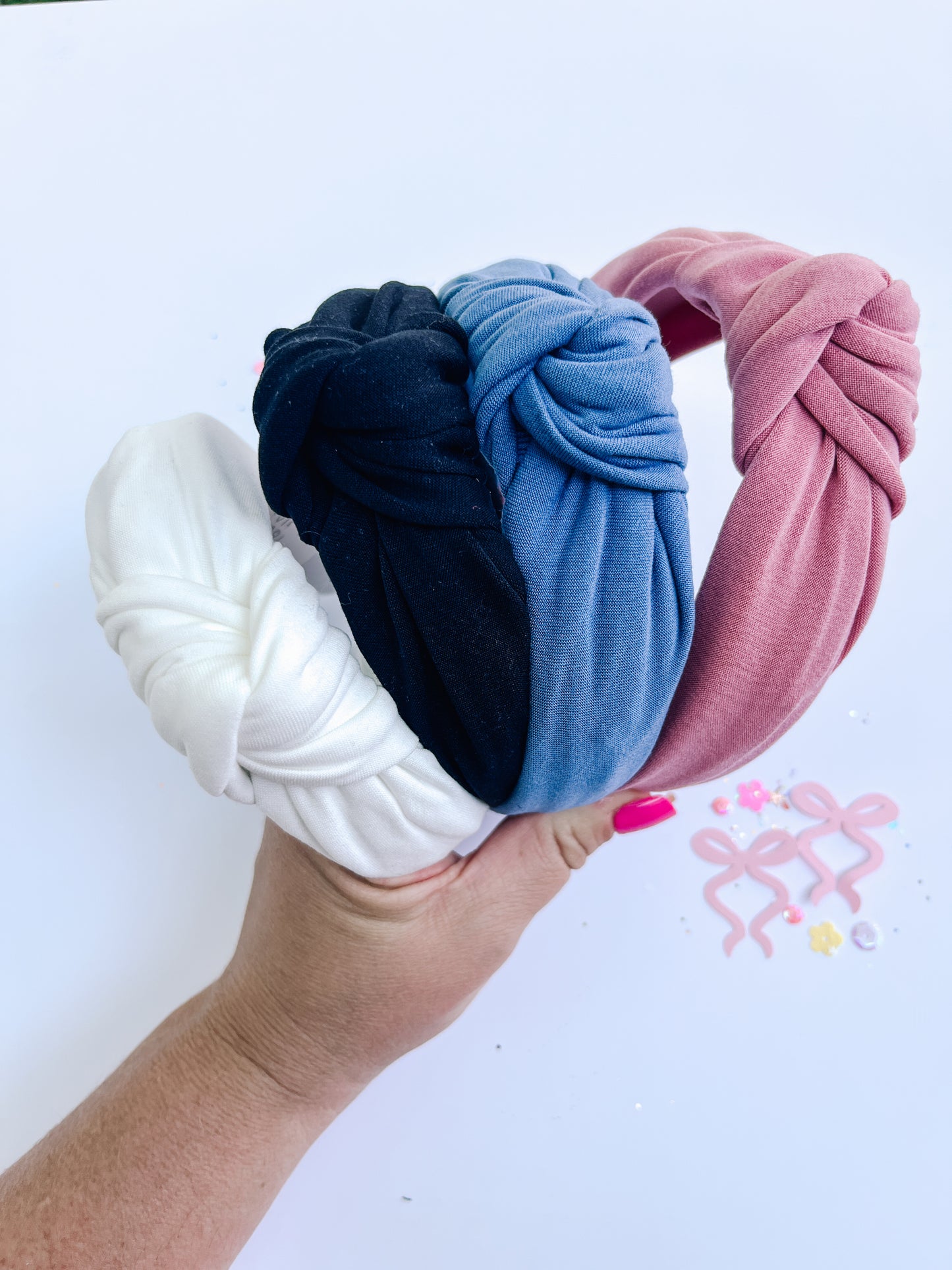 Blue Solid Knotted Headband