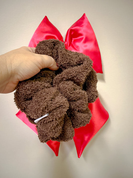 Brown Sherpa Oversized Scrunchy