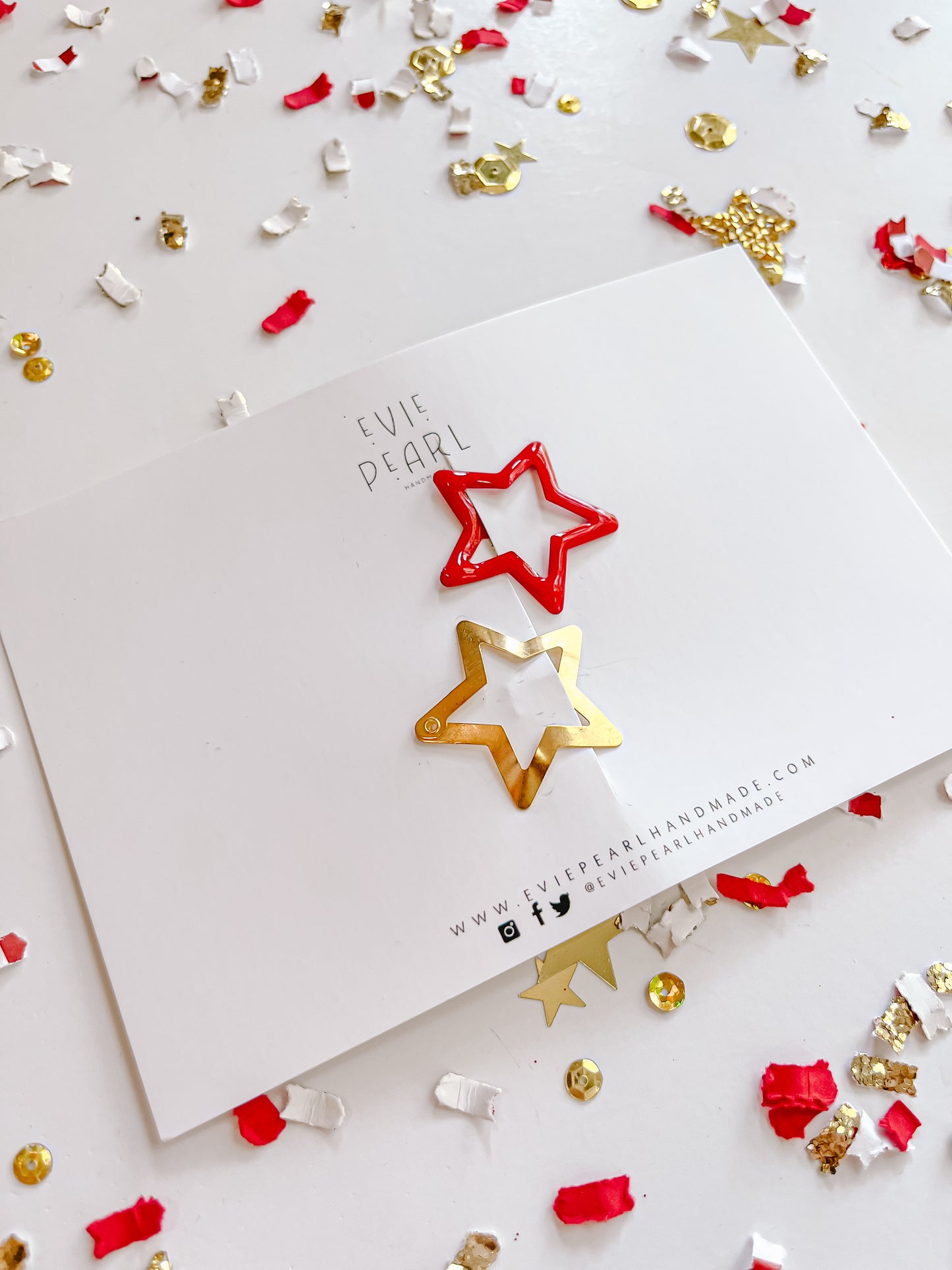 Mini Red & Gold Stars Snap Clips