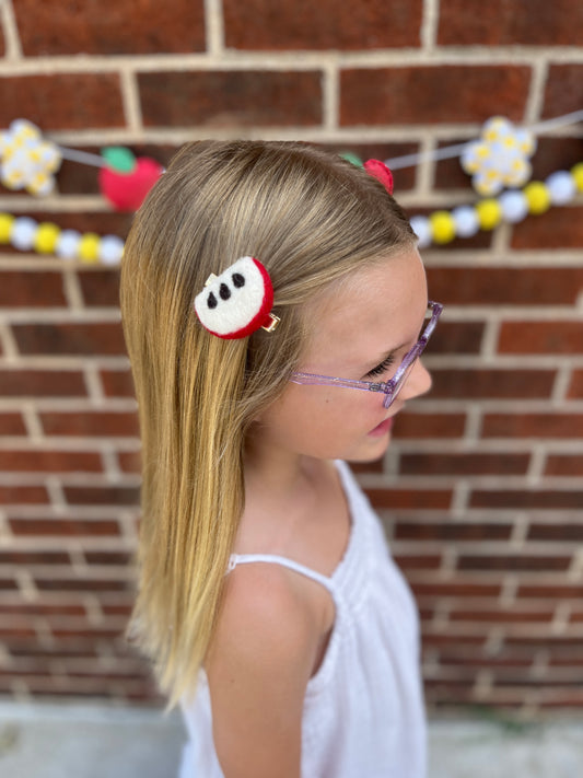 Felt Apple Hair Clip