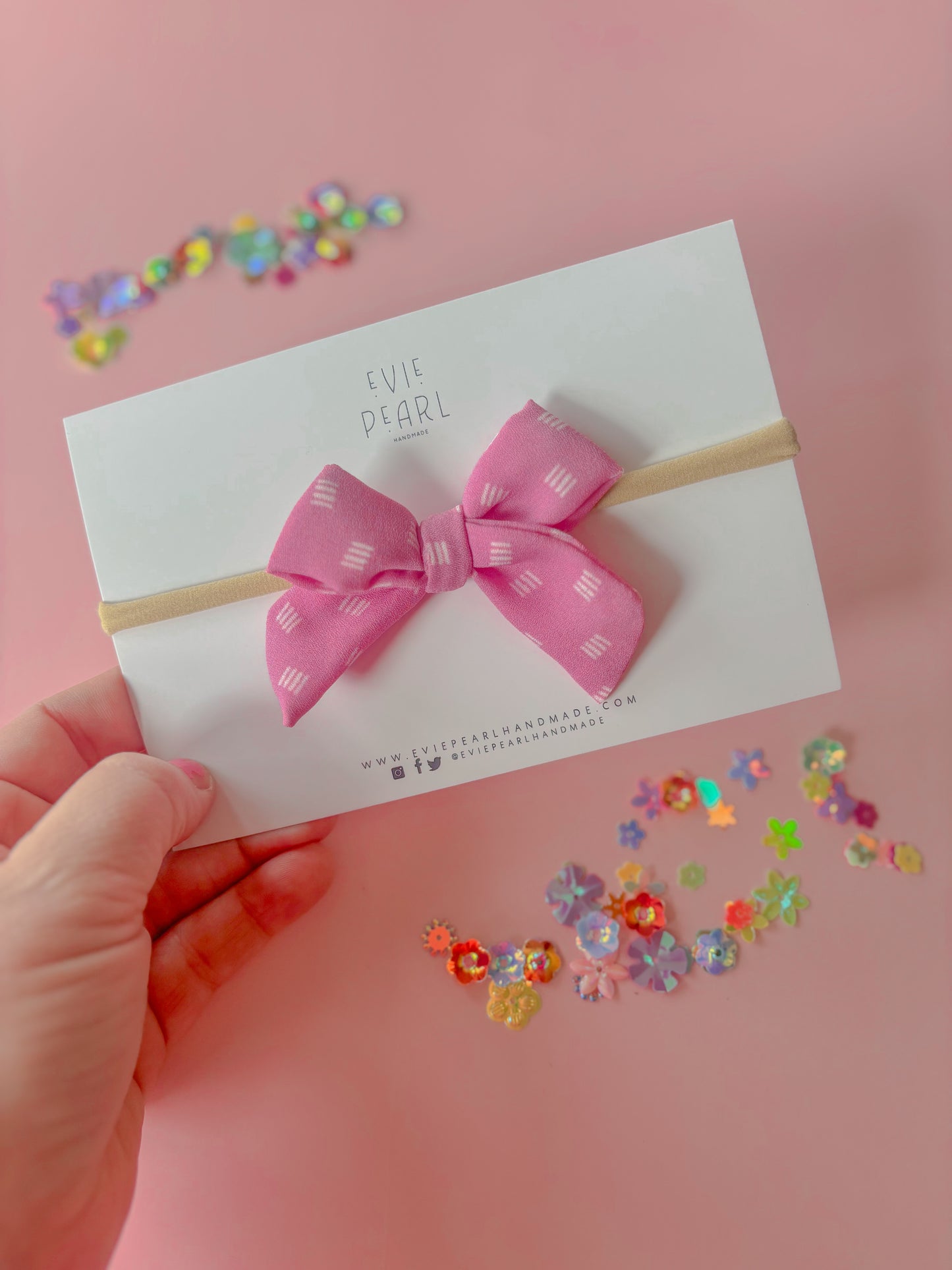 Pink Dash Small Nylon Bow