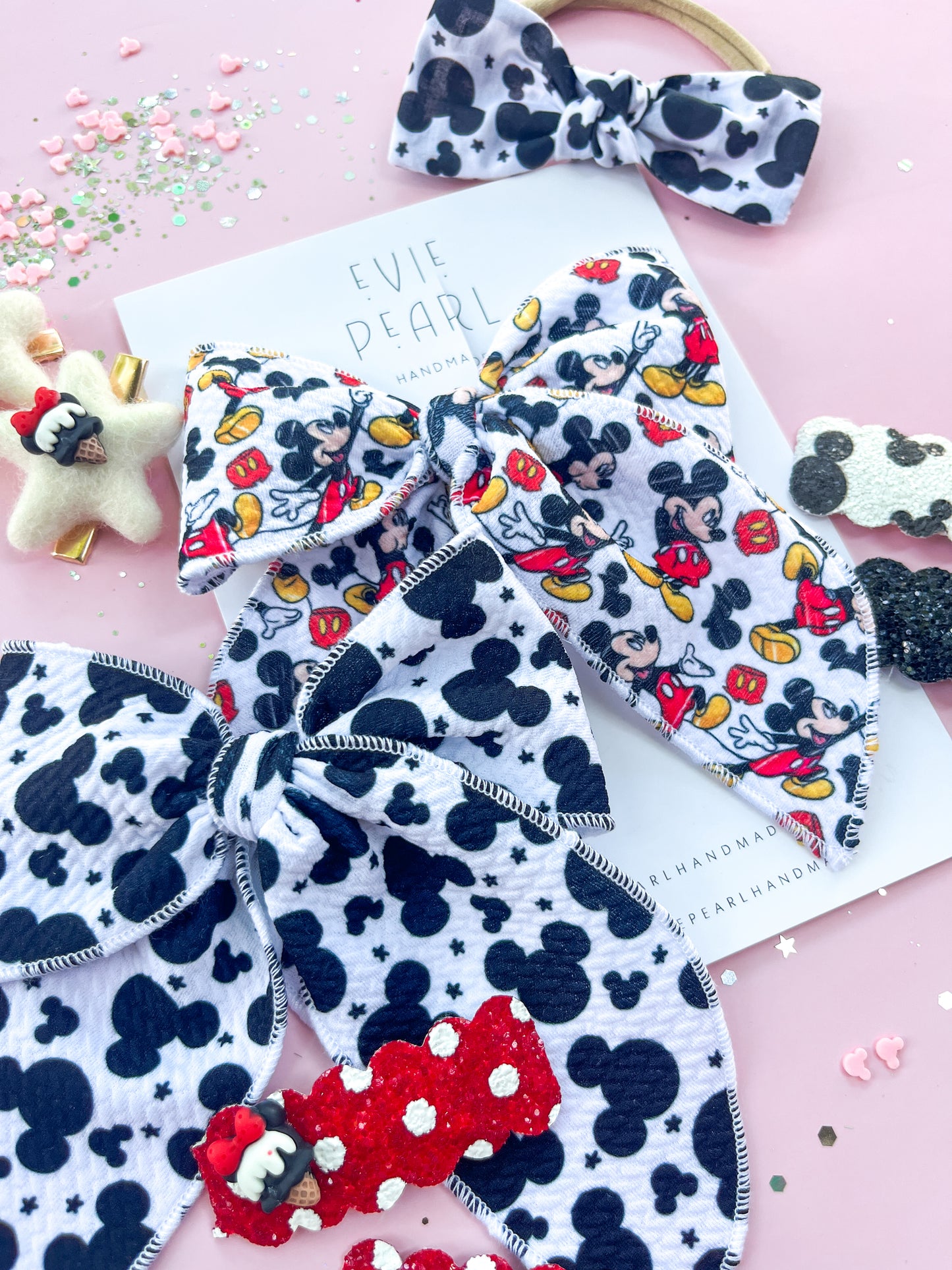 Red & White Mouse Ice Cream Polka Dot Snap Clip Set