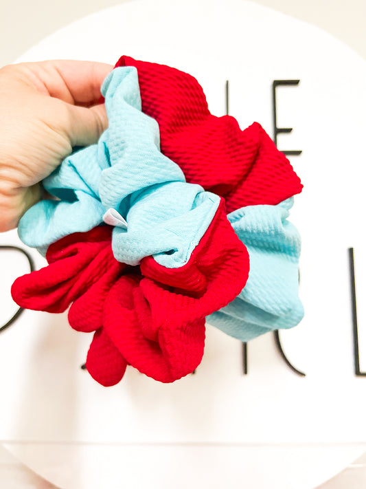 Teal & Red colorblock Oversized Scrunchie