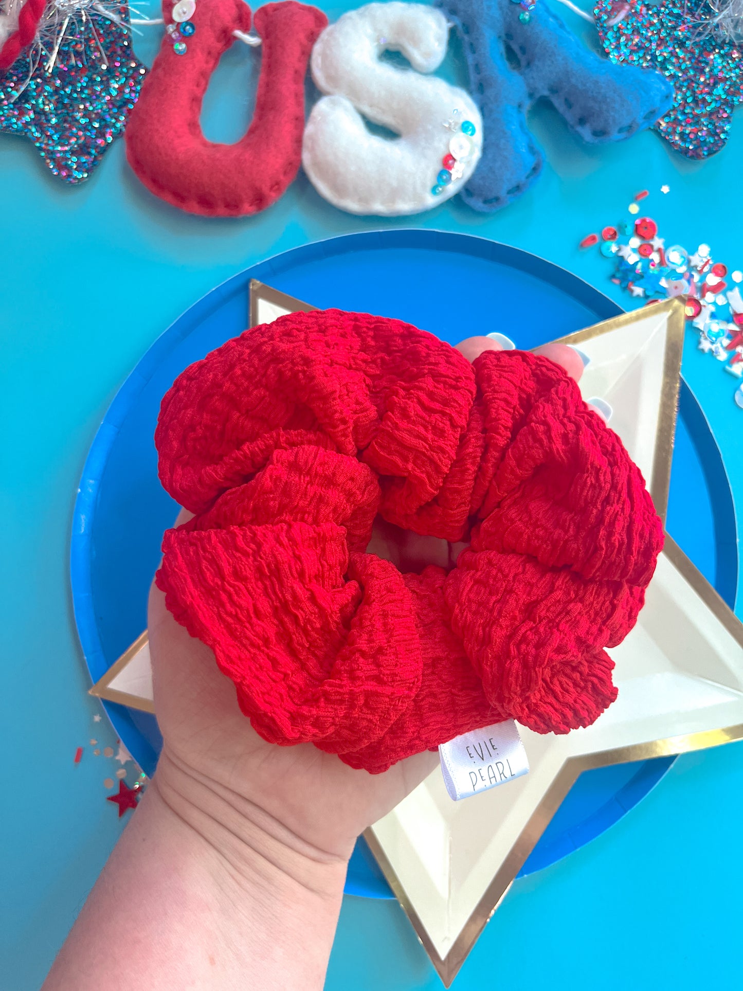 Red Crinkle Regular Scrunchy