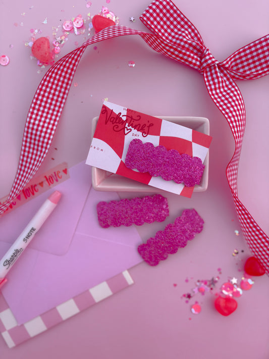 Magenta Pink Glitter Snap Clip