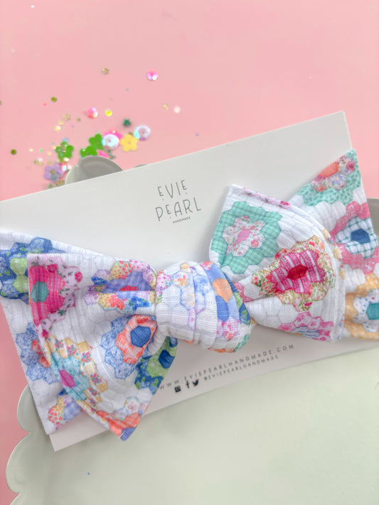 Heirloom Daisy Patchwork Baby Bow Turban