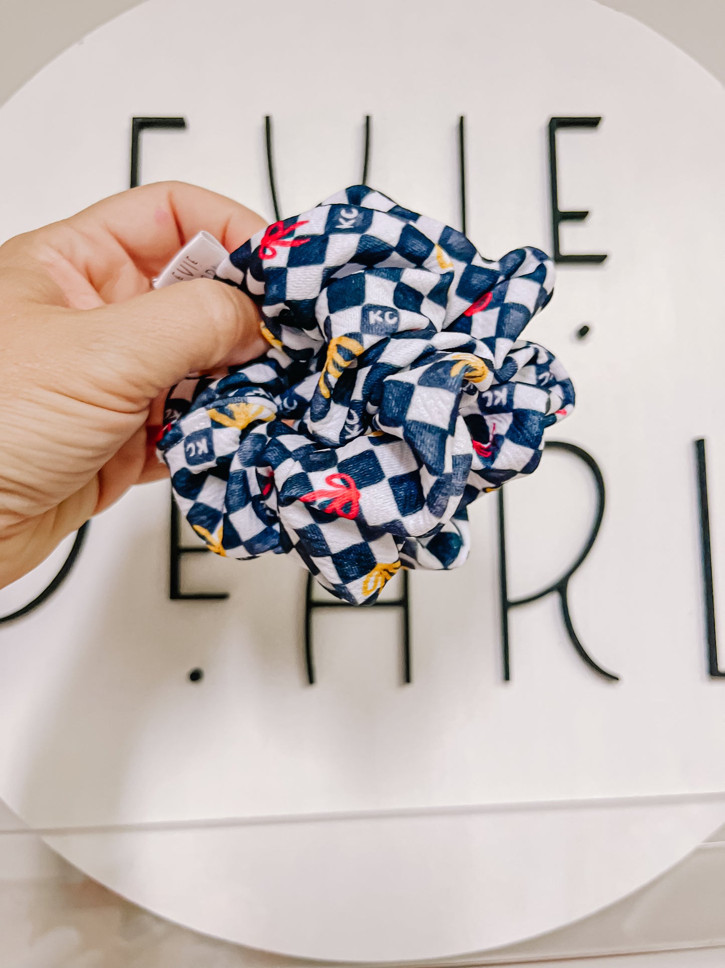 Black KC Bows Checkered Oversized Scrunchy R2S