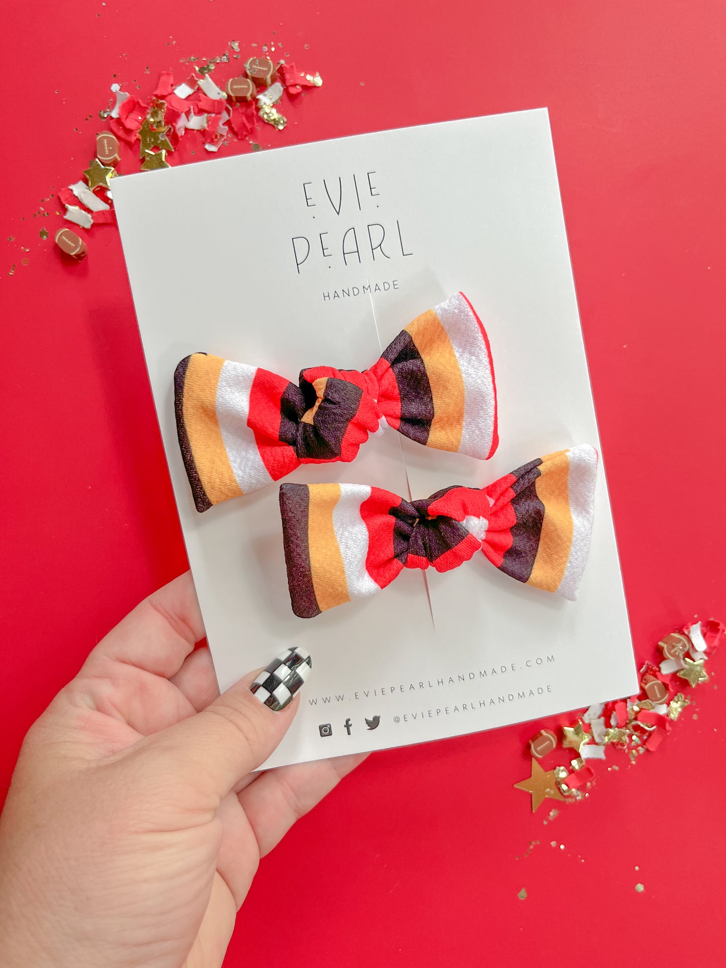 Kansas City Striped Knot Bow Pigtail Set