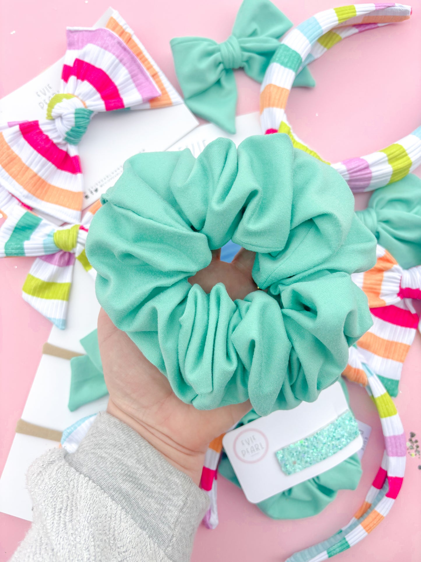 Teal Knit Oversized Scrunchy