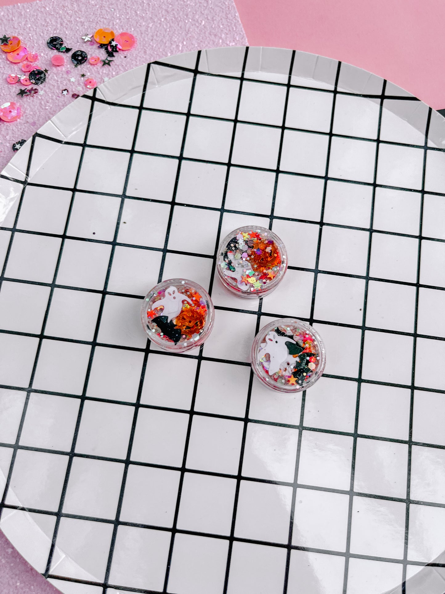 Ghost Pumpkin Bat Pink Star Halloween Hair Glitter Gel