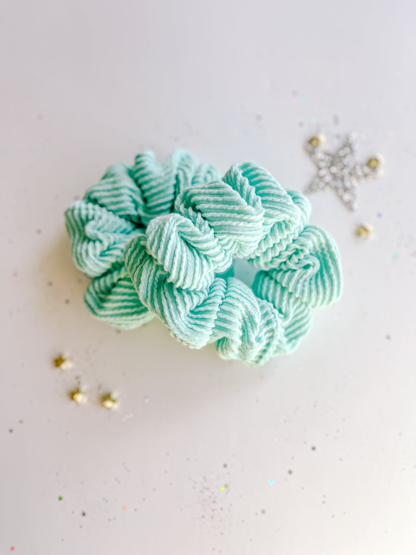 Teal Ribbed Regular Scrunchy