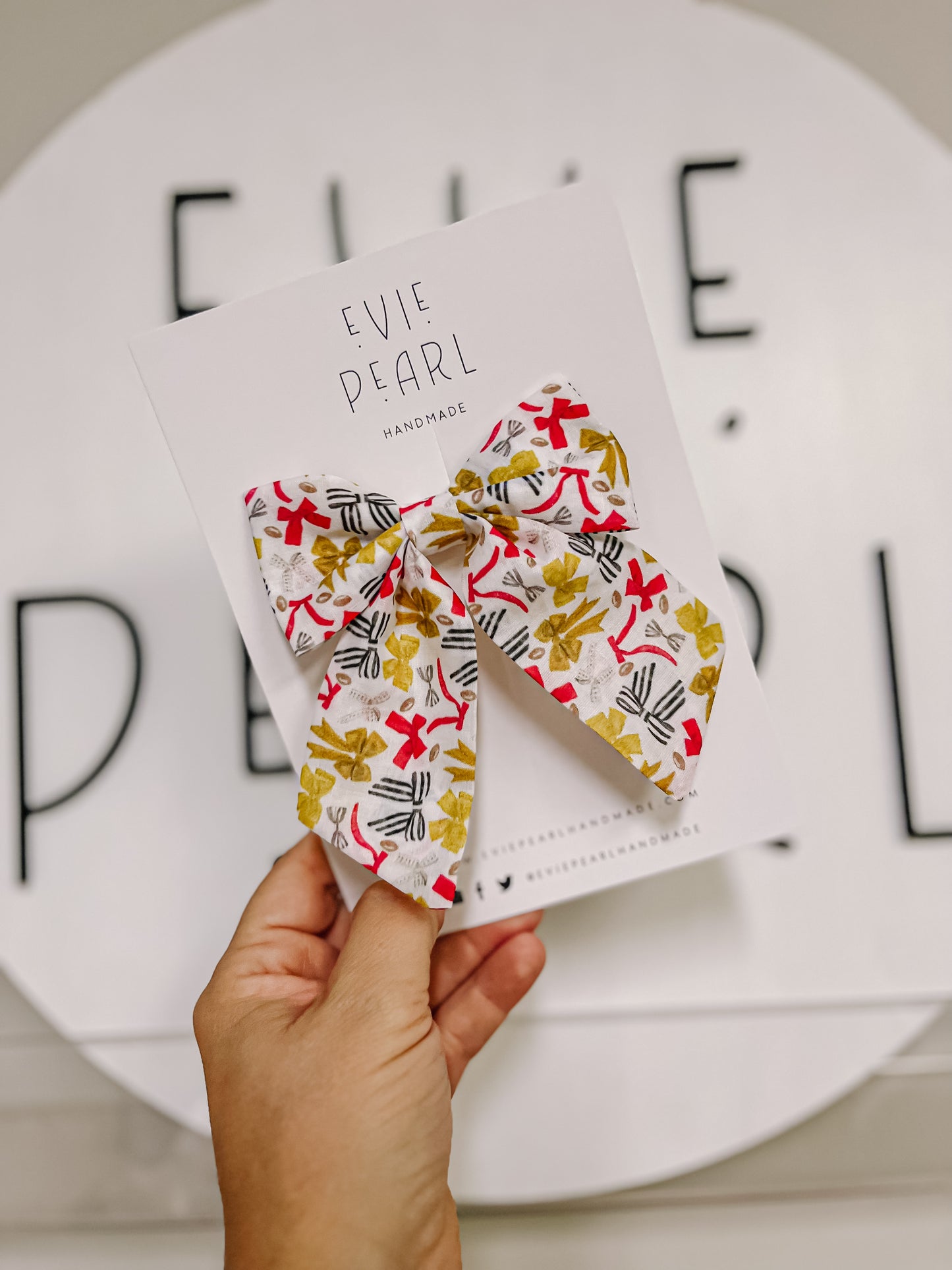 White| Red Gold Bows Medium Sailor Bow