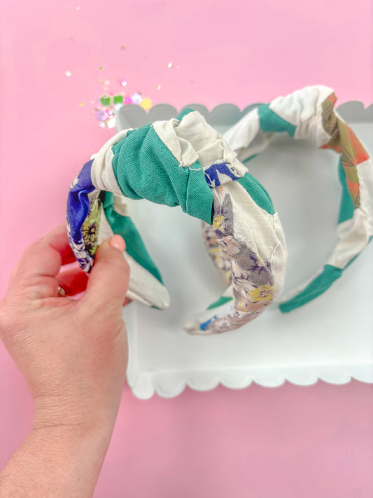 Vintage Heirloom Patchwork Quilted Knotted Headband