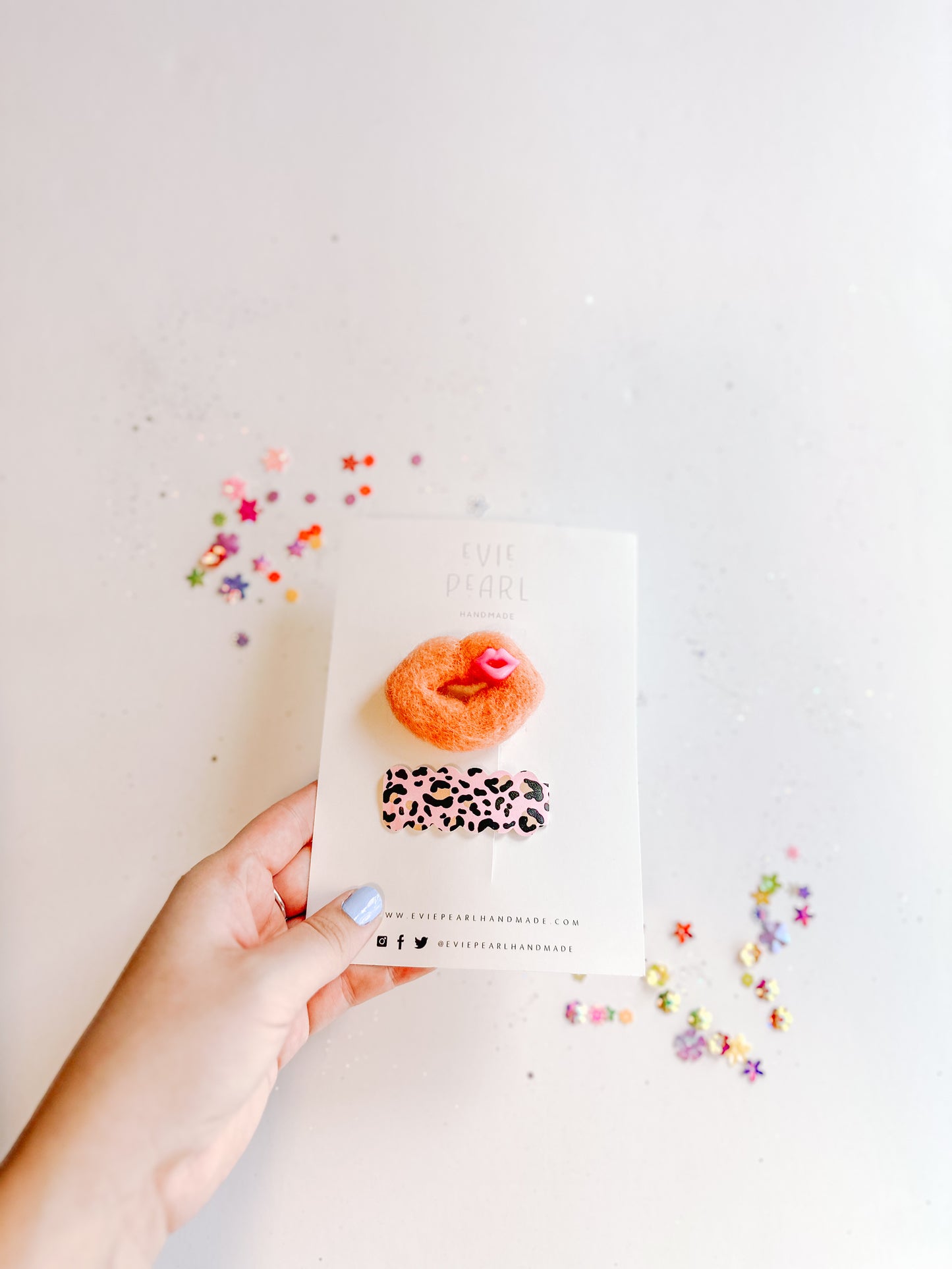 Leopard and Felt Lips Snap Clip Set