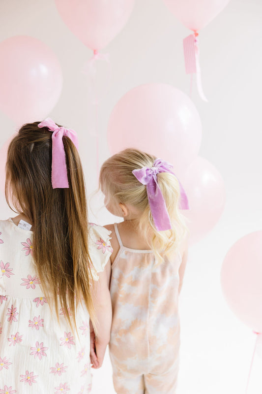 Lavender Silk Raw Edge Long Tailed Bow