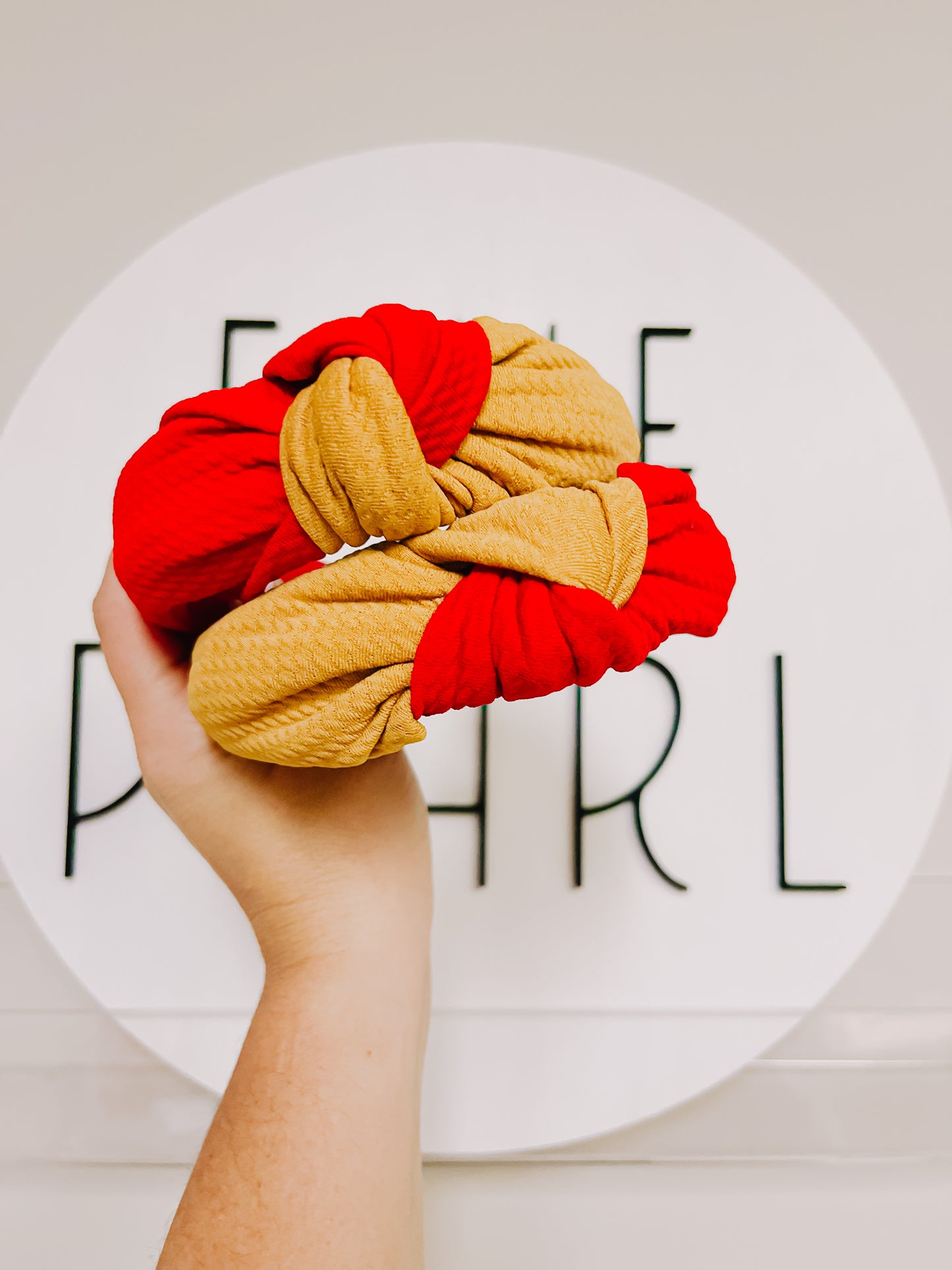 Gold Red Colorblock KC Chiefs Knotted Headband for Girls & Women R2S