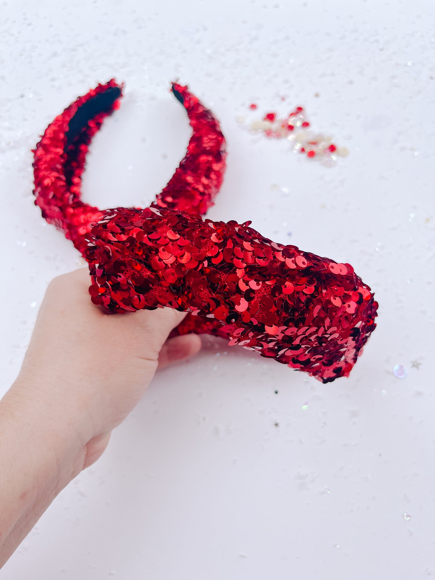 Red Sequins Knotted Headband for Girls & Women