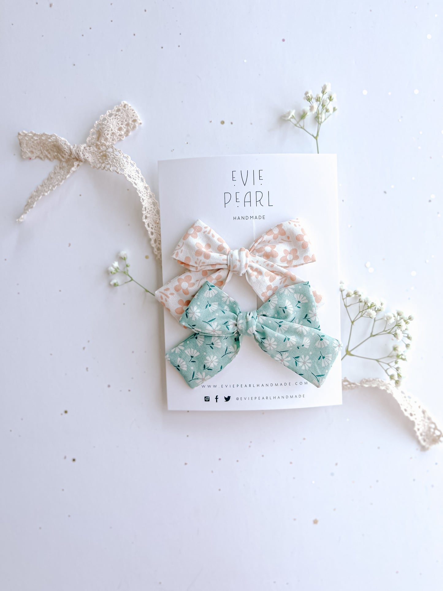Cream Pink Daisy & Green Floral Medium Pinwheel Set