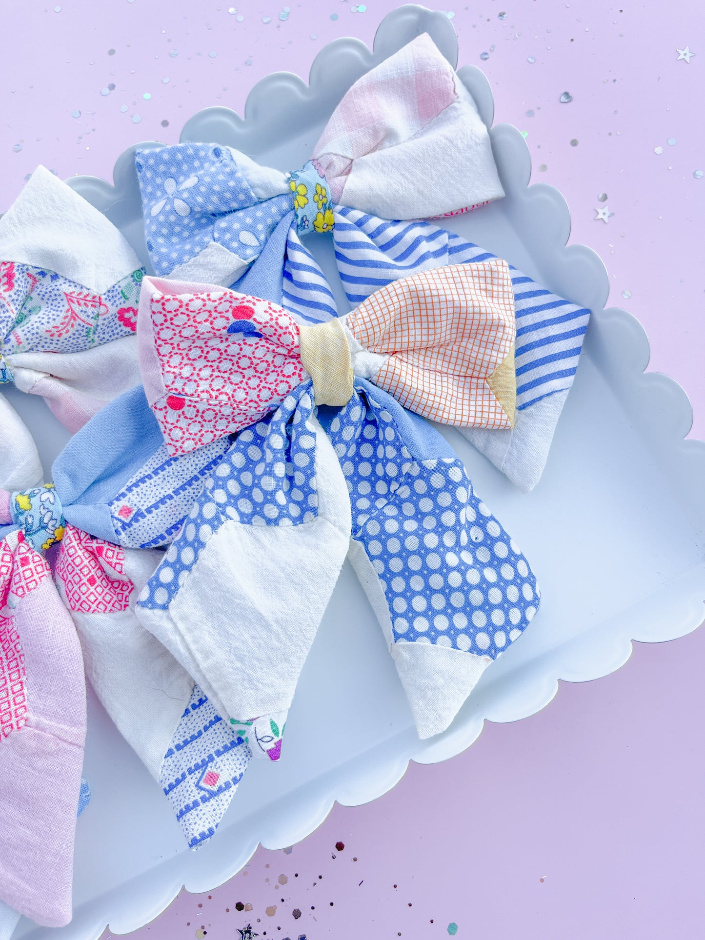 Heirloom Patchwork Quilted Medium Sailor Bow for Girls & Women